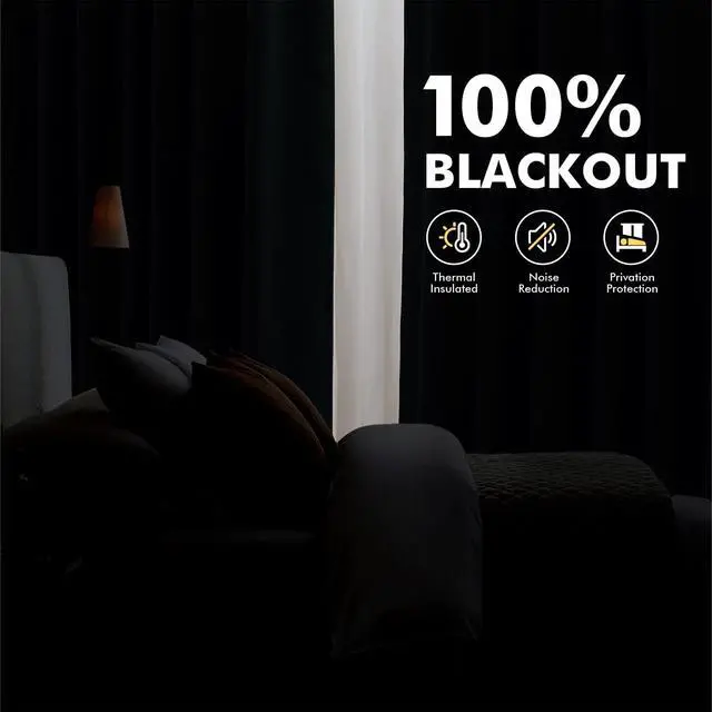 Alt view image 2 of 7 - 100% Blackout Linen Curtains for Bedroom 42 x 84 Inch Ivory 2 Panels | Thermal Insulated, Room Darkening Drapes for Living Room, Back Tab Rod Pocket Pinch Pleated, Solid Luxury Decor