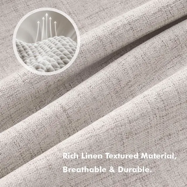 Alt view image 3 of 7 - 100% Blackout Linen Curtains for Bedroom 42 x 84 Inch Ivory 2 Panels | Thermal Insulated, Room Darkening Drapes for Living Room, Back Tab Rod Pocket Pinch Pleated, Solid Luxury Decor