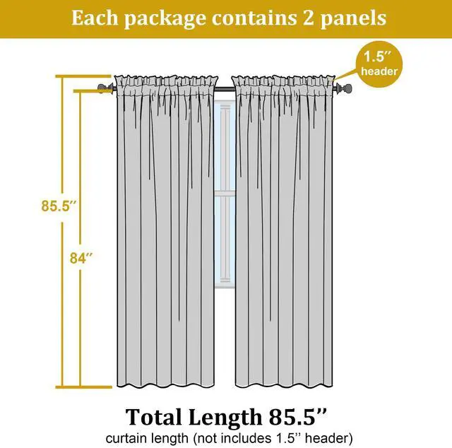 Alt view image 4 of 7 - Sheer Curtains 84 inch Length, Ivory Sheer Cutains 2 Panels Set for Bedroom/Living Room, Rod Pocket Voile Fimly Drapes, 2pcs, Each 42" W x 84" L
