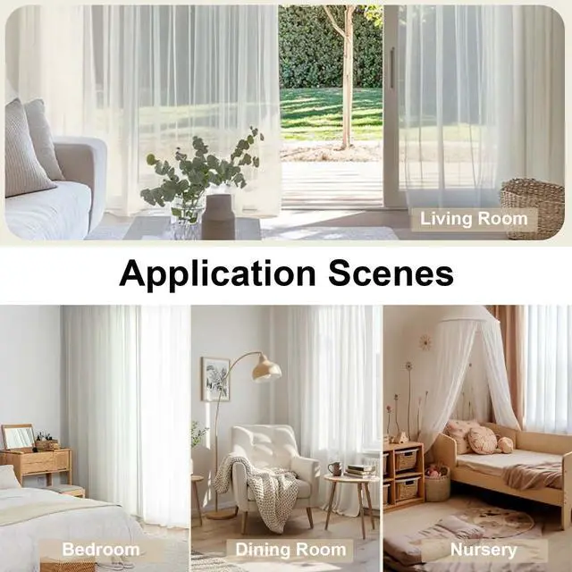 Alt view image 6 of 7 - Sheer Curtains 84 inch Length, Ivory Sheer Cutains 2 Panels Set for Bedroom/Living Room, Rod Pocket Voile Fimly Drapes, 2pcs, Each 42" W x 84" L