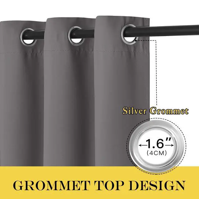 Alt view image 3 of 7 - Grey Blackout Patio Sliding Door Curtains 84 inch Length, Grommet Room Divider Thermal Insulated Curtain Drapes for French Door/Living Room (Gray, W100 x L84, 1 Panel)