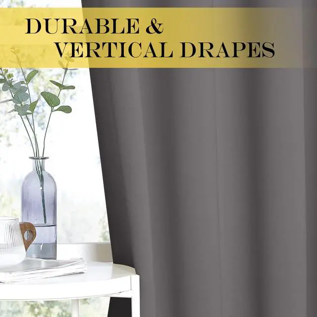 Alt view image 5 of 7 - Grey Blackout Patio Sliding Door Curtains 84 inch Length, Grommet Room Divider Thermal Insulated Curtain Drapes for French Door/Living Room (Gray, W100 x L84, 1 Panel)