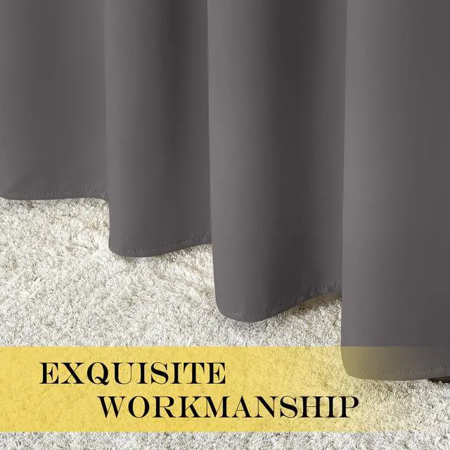 Alt view image 6 of 7 - Grey Blackout Patio Sliding Door Curtains 84 inch Length, Grommet Room Divider Thermal Insulated Curtain Drapes for French Door/Living Room (Gray, W100 x L84, 1 Panel)