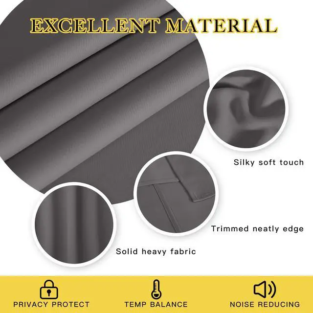 Alt view image 4 of 7 - Grey Blackout Patio Sliding Door Curtains 84 inch Length, Grommet Room Divider Thermal Insulated Curtain Drapes for French Door/Living Room (Gray, W100 x L84, 1 Panel)