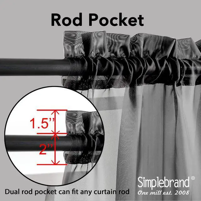 Alt view image 3 of 7 - Black Sheer Curtains 84 Inches Long, Light Filtering Rod Pocket Solid Color Window Sheer Curtain Panels, Elegant Curtains & Drapes for Living Room, Bedroom 2 Panels (Black, 42" W x 84" L)