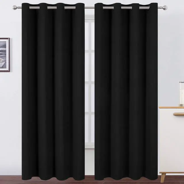 Main image of Blackout Curtains 52 x 84 inches Long Black Curtains Set of 2 Panels Thermal Insulated Room Darkening Curtains for Bedroom