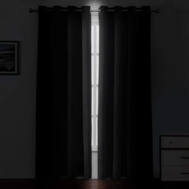 Alt view image 3 of 7 - Blackout Curtains 52 x 84 inches Long Black Curtains Set of 2 Panels Thermal Insulated Room Darkening Curtains for Bedroom
