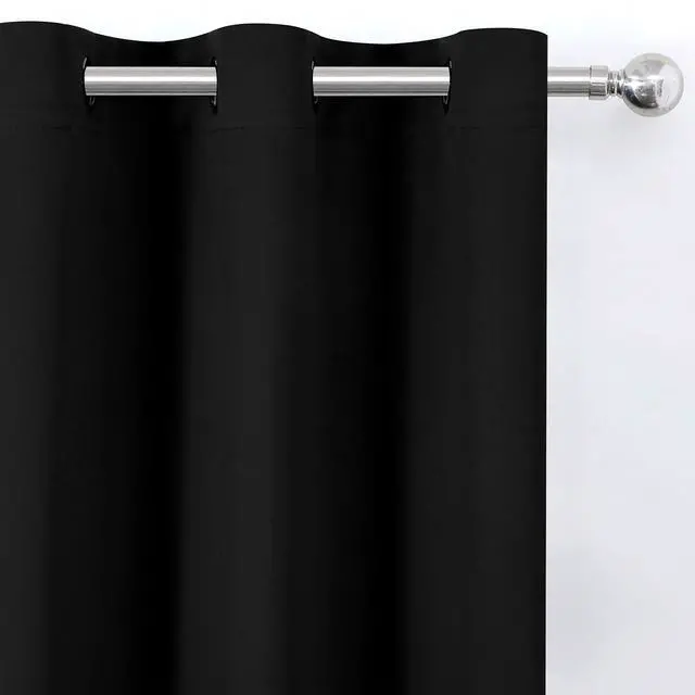Alt view image 5 of 7 - Blackout Curtains 52 x 84 inches Long Black Curtains Set of 2 Panels Thermal Insulated Room Darkening Curtains for Bedroom