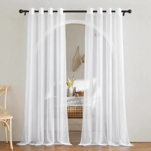 Main image of White Sheer Curtains 84 inches Long - Home Decoration Grommet Airy & Lightweight Elegant Window Treatments with Light Filtering for Bedroom/Living Room (2 Panels, W54 x L84)