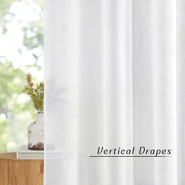 Alt view image 5 of 7 - White Sheer Curtains 84 inches Long - Home Decoration Grommet Airy & Lightweight Elegant Window Treatments with Light Filtering for Bedroom/Living Room (2 Panels, W54 x L84)