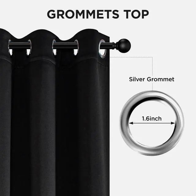Alt view image 5 of 7 - Blackout Curtains for Bedroom 84 Inch - Black Out Curtains with Grommets Thermal Insulated Room Darkening Light Blocking, Noise Reducing & Wrinkle-Free Drapes for Living Room Windows, 2 Panels