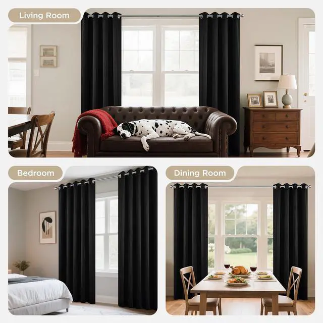 Alt view image 6 of 7 - Blackout Curtains for Bedroom 84 Inch - Black Out Curtains with Grommets Thermal Insulated Room Darkening Light Blocking, Noise Reducing & Wrinkle-Free Drapes for Living Room Windows, 2 Panels