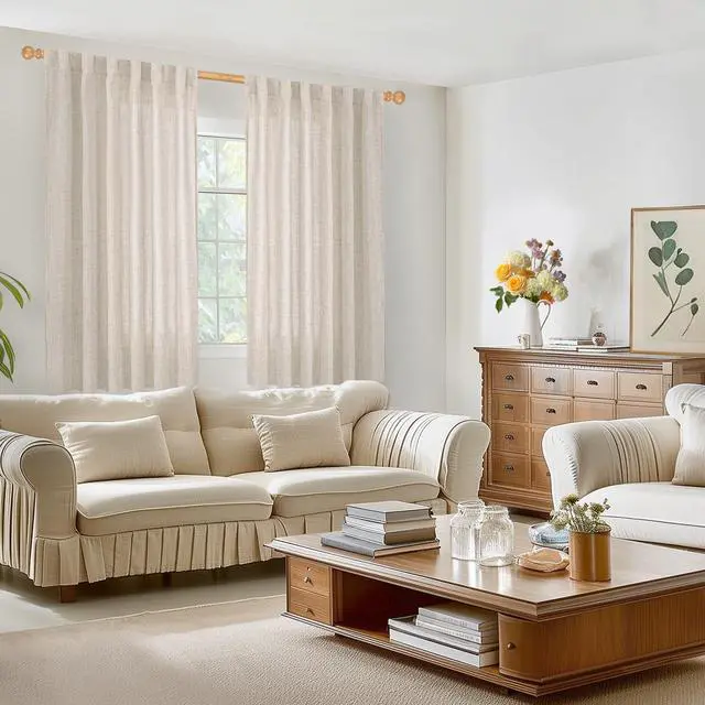 Alt view image 2 of 7 - Linen Curtains 63 Inch Length 2 Panels Living Room Semi Sheer Drapes | Light Filtering Window Treatments with Rod Pocket Back Tab Lightweight for Bedroom, 52 X 63 Inch