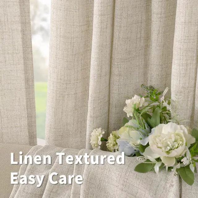 Alt view image 7 of 7 - Linen Curtains 63 Inch Length 2 Panels Living Room Semi Sheer Drapes | Light Filtering Window Treatments with Rod Pocket Back Tab Lightweight for Bedroom, 52 X 63 Inch