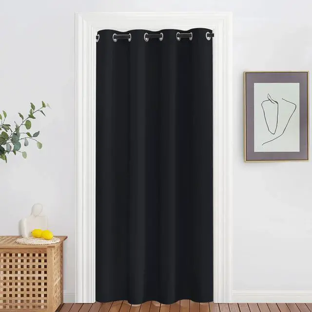 Main image of Black Blackout Curtain 78 inches Long - Thermal Insulated Grommet Soundproof Heat & Cold Blocking Privacy Doorway Curtain Window Treatment for Bedroom (1 Panel, W52 x L78)