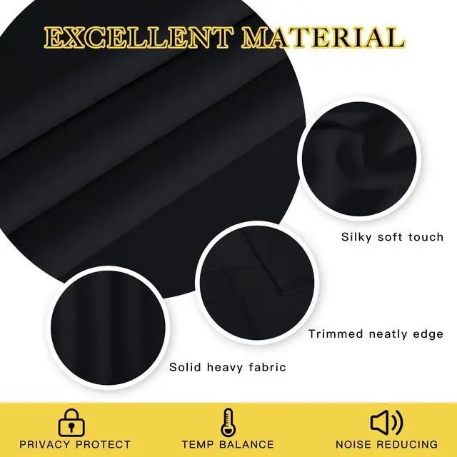 Alt view image 4 of 6 - Black Blackout Curtain 78 inches Long - Thermal Insulated Grommet Soundproof Heat & Cold Blocking Privacy Doorway Curtain Window Treatment for Bedroom (1 Panel, W52 x L78)