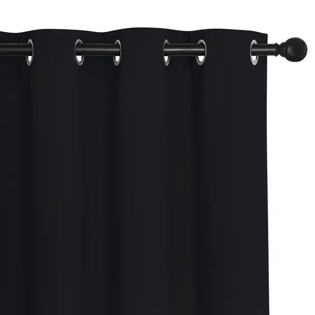 Alt view image 3 of 6 - Black Blackout Curtain 78 inches Long - Thermal Insulated Grommet Soundproof Heat & Cold Blocking Privacy Doorway Curtain Window Treatment for Bedroom (1 Panel, W52 x L78)