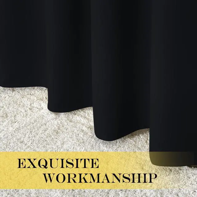 Alt view image 6 of 6 - Black Blackout Curtain 78 inches Long - Thermal Insulated Grommet Soundproof Heat & Cold Blocking Privacy Doorway Curtain Window Treatment for Bedroom (1 Panel, W52 x L78)