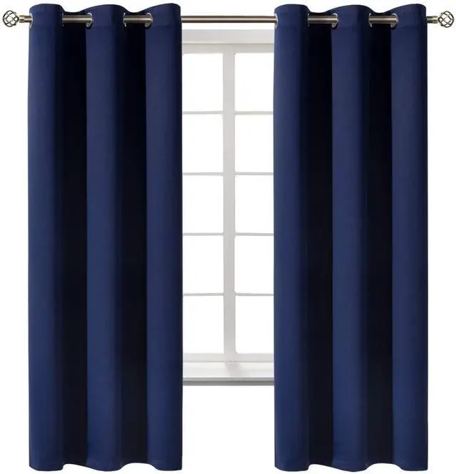 Main image of Navy Blue Blackout Curtains for Bedroom 63 Inch Long - 2 Panels | Grommet Top, Black Out, Room Darkening, Sunblock, Thermal Insulated, Window Drapes for Kids Boys Room, 42x63 Inch