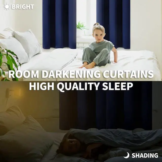 Alt view image 3 of 7 - Navy Blue Blackout Curtains for Bedroom 63 Inch Long - 2 Panels | Grommet Top, Black Out, Room Darkening, Sunblock, Thermal Insulated, Window Drapes for Kids Boys Room, 42x63 Inch