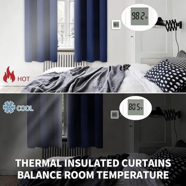 Alt view image 4 of 7 - Navy Blue Blackout Curtains for Bedroom 63 Inch Long - 2 Panels | Grommet Top, Black Out, Room Darkening, Sunblock, Thermal Insulated, Window Drapes for Kids Boys Room, 42x63 Inch