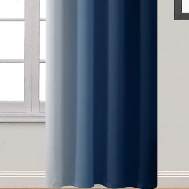 Alt view image 4 of 7 - Ombre Curtains Blue and Greyish White for Living Room,52Wx84L | Room Darkening Curtains 84,Thermal Insulated Gradient Color Drape,Light Blocking Grommet Window Curtains for Bedroom,2 Panels