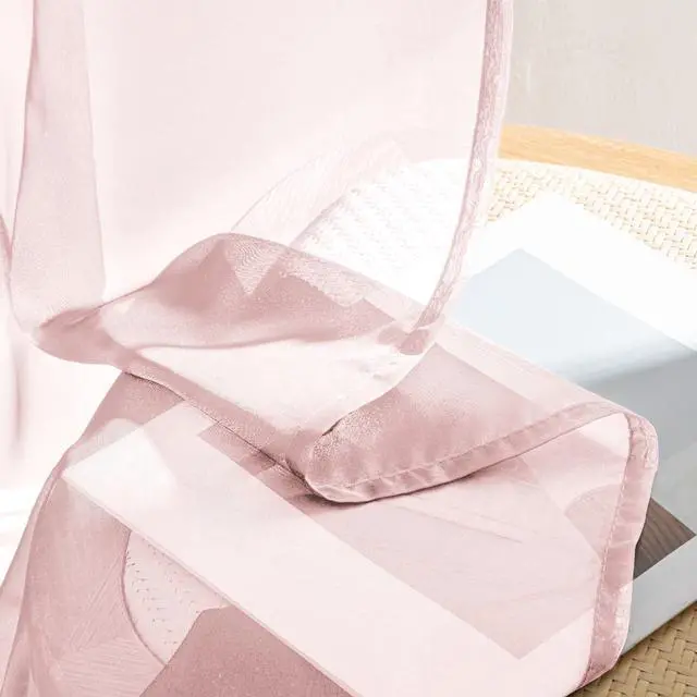 Alt view image 7 of 7 - Blush Pink Sheer Curtains 84 Inches Long 4 Panels 42 x 84 Inches | Light Filtering, Rod Pocket, Voile Drapes, Living Room, Bedroom, Window Treatments