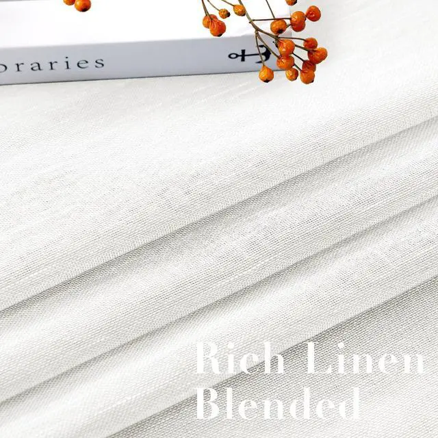 Alt view image 4 of 7 - White Sheer Linen Curtains for Living Room 84 inches Long Bedroom Curtains 2 Panel Sets Grommet Semi Sheer Elegant Soft Light Filter Window Treatments Curtain, White