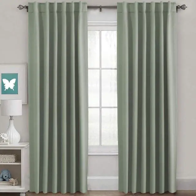 Main image of Blackout Curtains Thermal Insulated Window Treatment Panels Room Darkening Blackout Drapes for Living Room Back Tab/Rod Pocket Bedroom Draperies, 52 x 84 Inch, Light Sage, 2 Panels