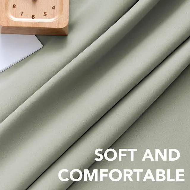 Alt view image 5 of 7 - Blackout Curtains Thermal Insulated Window Treatment Panels Room Darkening Blackout Drapes for Living Room Back Tab/Rod Pocket Bedroom Draperies, 52 x 84 Inch, Light Sage, 2 Panels