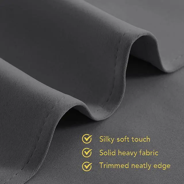 Alt view image 6 of 7 - Grey Kitchen Blackout Short Curtain Panels for Bedroom, 45 Inch Long Thermal Insulated Grommet Top Blackout Draperies and Drapes (2 Panels, W42 x L45 -Inch, Grey)