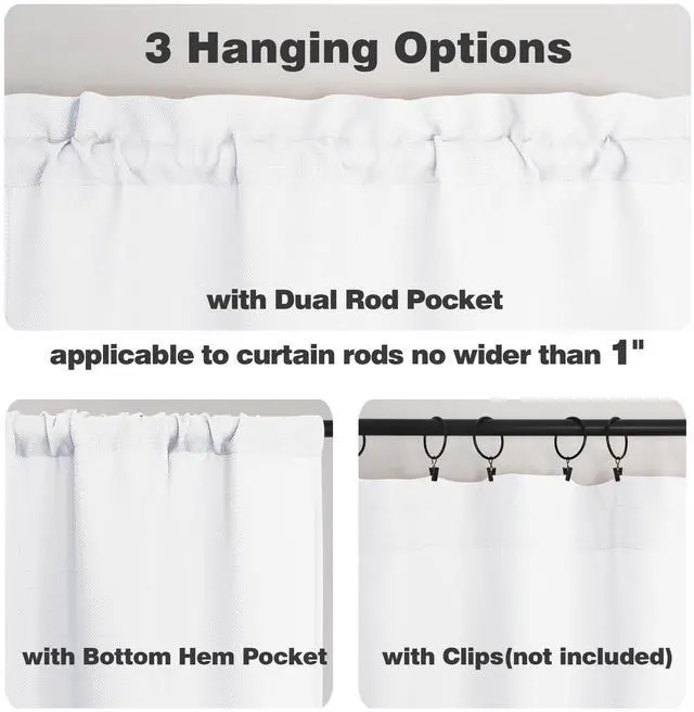 Alt view image 4 of 7 - White Curtains 63 Inch Length 2 Panels | Faux Linen Textured, Light Filtering, Soft Airy, Rod Pocket, Window Treatment Drapes, Living Room Bedroom, Each 40Wx63L Inch