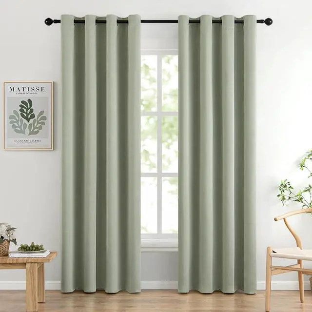 Main image of Sage Green Blackout Bedroom Curtains Drapes 84 Inch Long 52"x84" | Grommet Top, Room Darkening Window Drapes, Privacy Protection, Thermal Insulated, Heat Blocking, Light Blocking