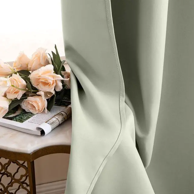 Alt view image 4 of 7 - Sage Green Blackout Bedroom Curtains Drapes 84 Inch Long 52"x84" | Grommet Top, Room Darkening Window Drapes, Privacy Protection, Thermal Insulated, Heat Blocking, Light Blocking