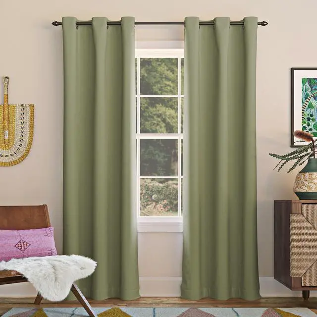 Main image of Energy Saving Blackout Grommet Curtain Panel, 40" x 84", Sage Green