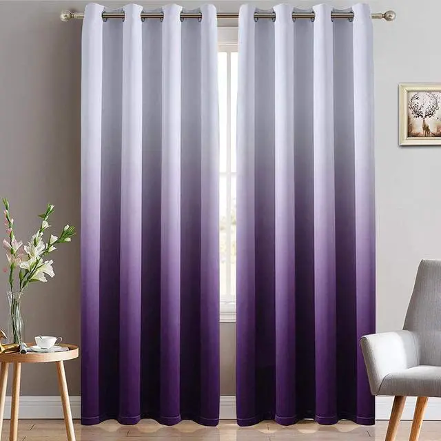 Main image of 84 Inch Ombre Curtains Greyish White to Purple for Bedroom | Light Blocking Thermal Insulated Window Drapes,Room Darkening Grommet Window Curtains for Living Room,2 Panels,52W x84L