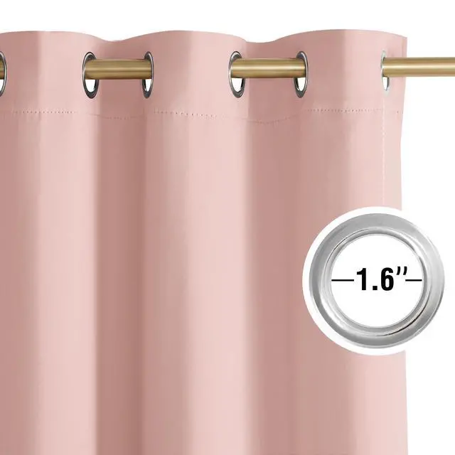 Alt view image 3 of 7 - Blush Pink Blackout Curtains 63 Inches Long 2 Panels | W40"xL63", For Girls Room, For Nursery, Thermal Insulated, Blackout Drapes,Grommet, Noise Reducing