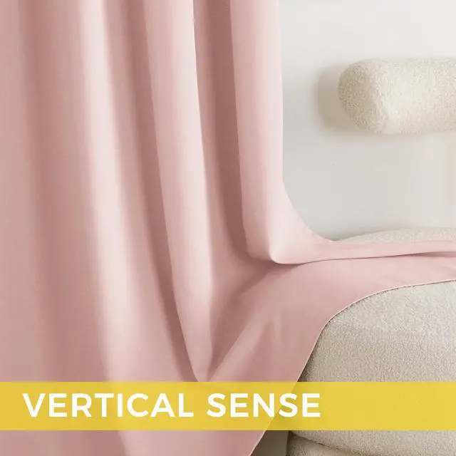 Alt view image 4 of 7 - Blush Pink Blackout Curtains 63 Inches Long 2 Panels | W40"xL63", For Girls Room, For Nursery, Thermal Insulated, Blackout Drapes,Grommet, Noise Reducing