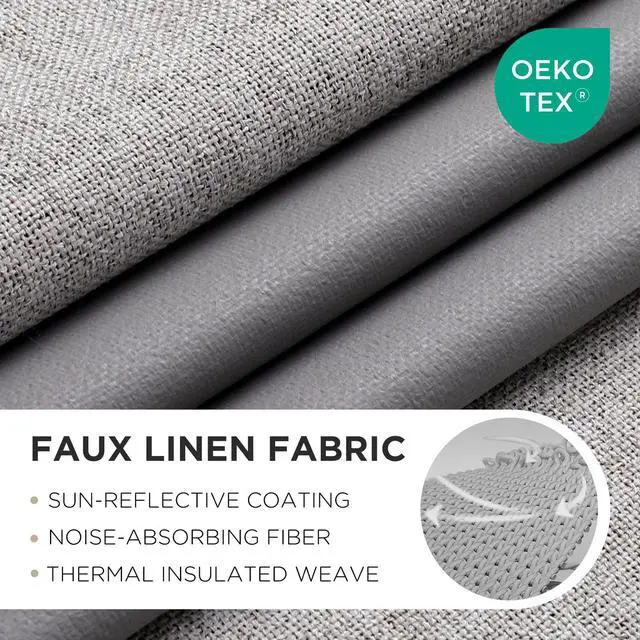Alt view image 2 of 7 - Blackout Curtains 84 Inch Long, Linen Black Out Curtains for Bedroom 2 Panels with Grommet, Thermal Insulated, Noise Reducing Room Darkening Drapes Privacy Protection for Living Room Window