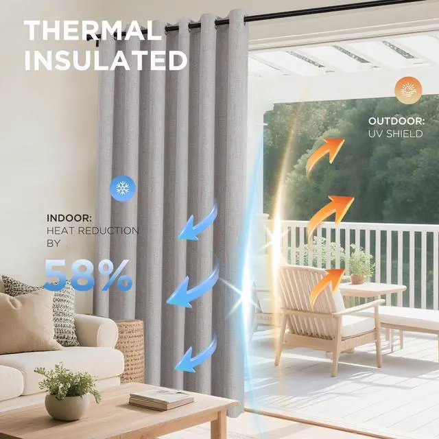 Alt view image 4 of 7 - Blackout Curtains 84 Inch Long, Linen Black Out Curtains for Bedroom 2 Panels with Grommet, Thermal Insulated, Noise Reducing Room Darkening Drapes Privacy Protection for Living Room Window