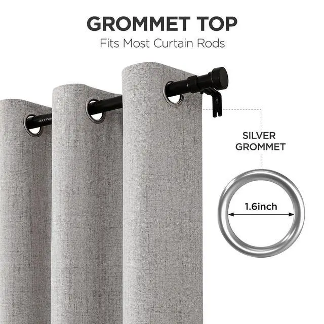 Alt view image 5 of 7 - Blackout Curtains 84 Inch Long, Linen Black Out Curtains for Bedroom 2 Panels with Grommet, Thermal Insulated, Noise Reducing Room Darkening Drapes Privacy Protection for Living Room Window