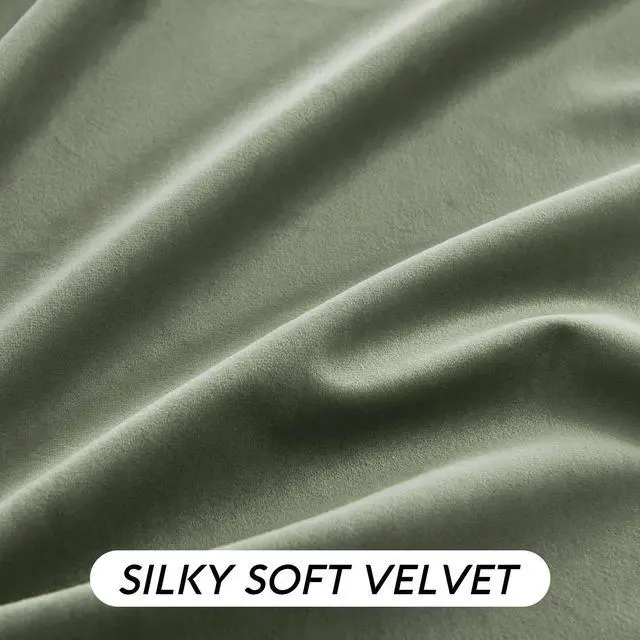 Alt view image 5 of 7 - HOME Sage Green Velvet Curtains 84 inches for Bedroom Living Room | Thermal Insulated, Room Darkening, Super Soft Velvet, Drapes with Pleat Tape, Dining Room Home Theater, W52 x L84, 2 Panels