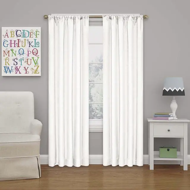 Main image of Modern Blackout Thermal Rod Pocket Window Curtain for Bedroom or Living Room (1 Panel), 42 X 84, White