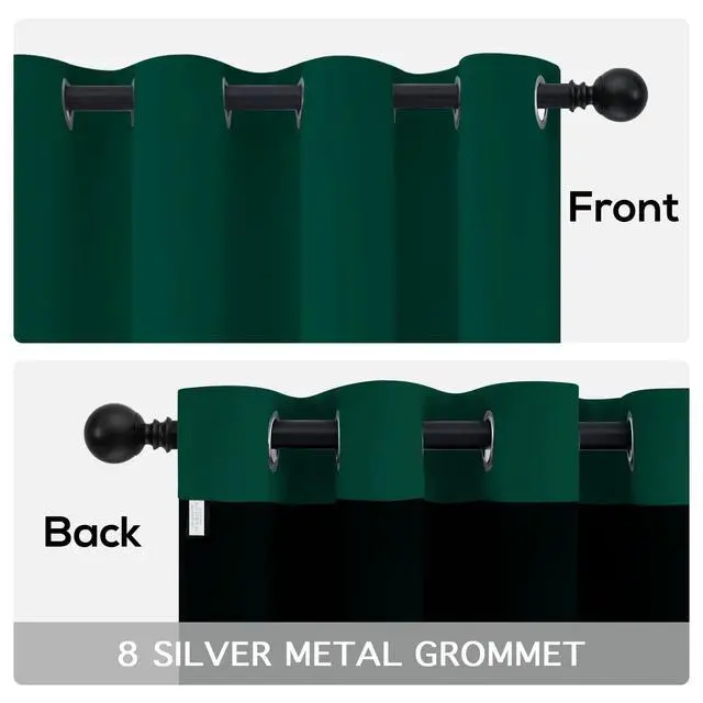 Alt view image 6 of 7 - Emerald Green Blackout Curtains 84 inches for Living Room, 52" Wide | Thermal Insulated Window Treatment Total Blocking Panels with Black Liner for Living Room/Dining Room Grommet Top 2 Panels