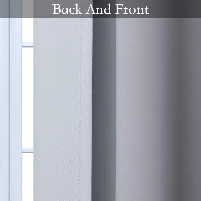 Alt view image 6 of 7 - Ombre Black to Grey White Curtains for Living Room 52Wx84L | Room Darkening Curtains for Bedroom,Gradient Light Blocking Curtain,Thermal Insulated Grommet Window Drapes,2 Panels,84 Inch