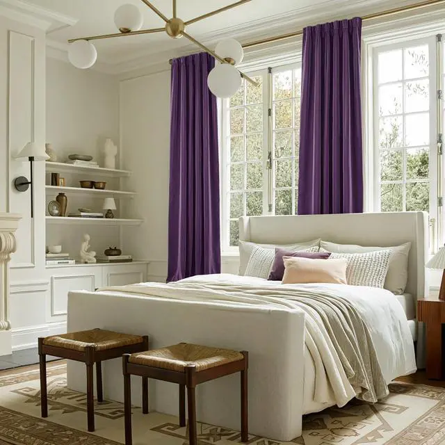 Alt view image 4 of 7 - Purple Velvet Curtains 90 inch Long, 52" W x 90" L, 2 Panels | Light & Heat Blocking, Super Soft, Back Tab, for Sliding Glass Door/Living Room/Bedroom