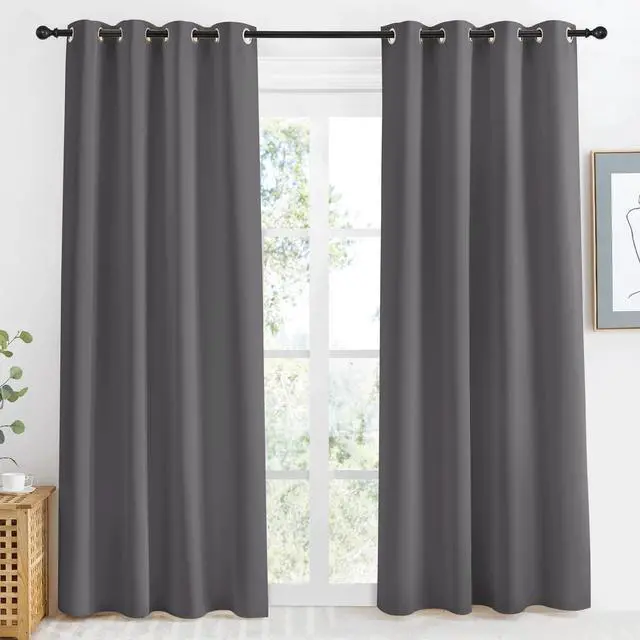 Main image of Grey Blackout Curtain 86 inch Long, W55 x L86, 1 Panel, Thermal Insulated Window Treatment with Grommet Room Darkening Thermal Insulated Panel for Bedroom/Living Room