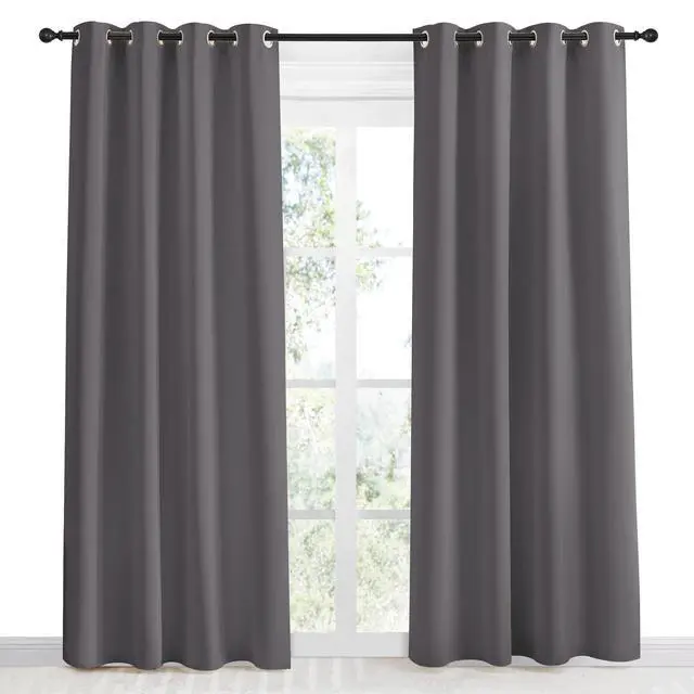 Alt view image 2 of 7 - Grey Blackout Curtain 86 inch Long, W55 x L86, 1 Panel, Thermal Insulated Window Treatment with Grommet Room Darkening Thermal Insulated Panel for Bedroom/Living Room