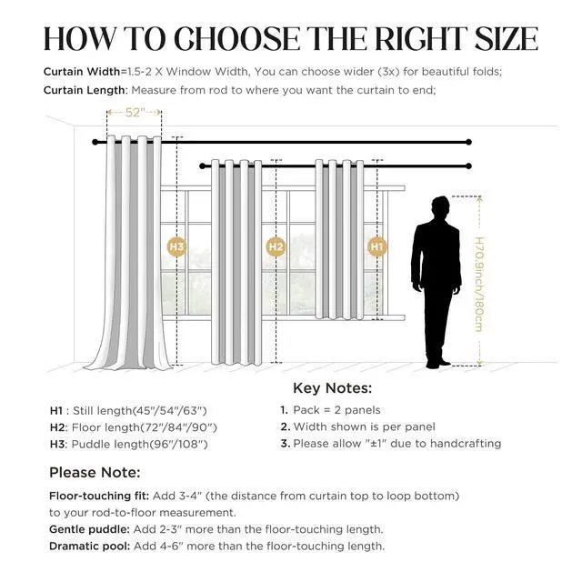 Alt view image 6 of 7 - Black Blackout Curtains 72 Inches Long, Thermal Insulated Noise Reducing Grommet Window Drapes for Bedroom & Living Room(52x72 Inch, 2 Panels)