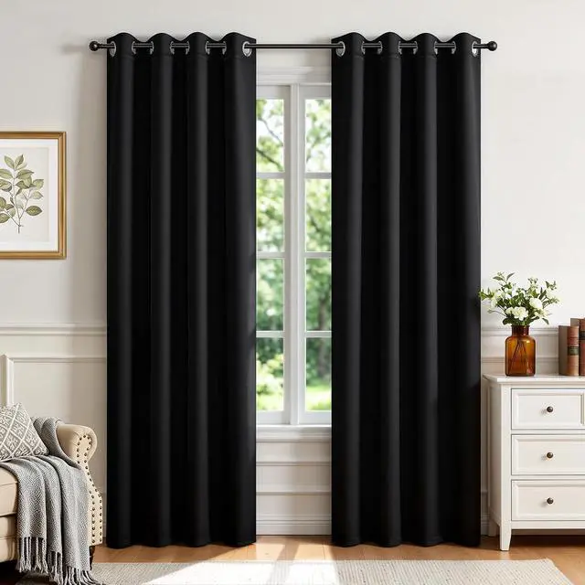Main image of Blackout Curtains for Bedroom,Black Out Curtains 84 Inch Long, Black Drapes with Grommets, Noise Reducing Energy Saving Thermal Insulated & Wrinkle-Free Drapes for Living Room, 2 Panels